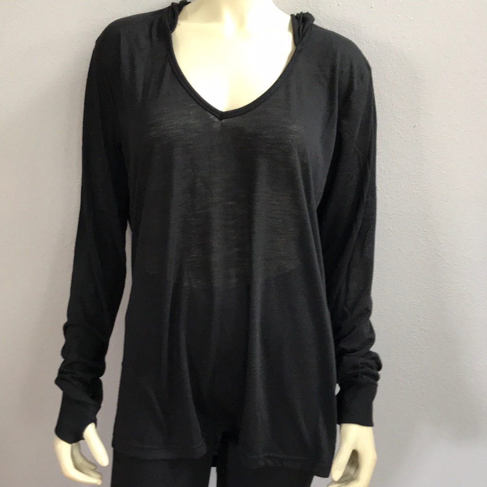 Black Workout long sleeve hoodie shirt top